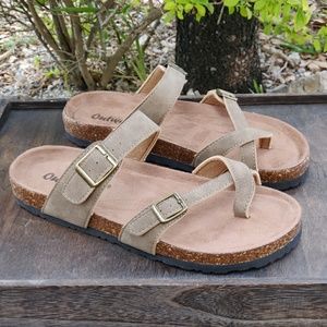 Taupe Soft Cork Sandals with Toe Loop